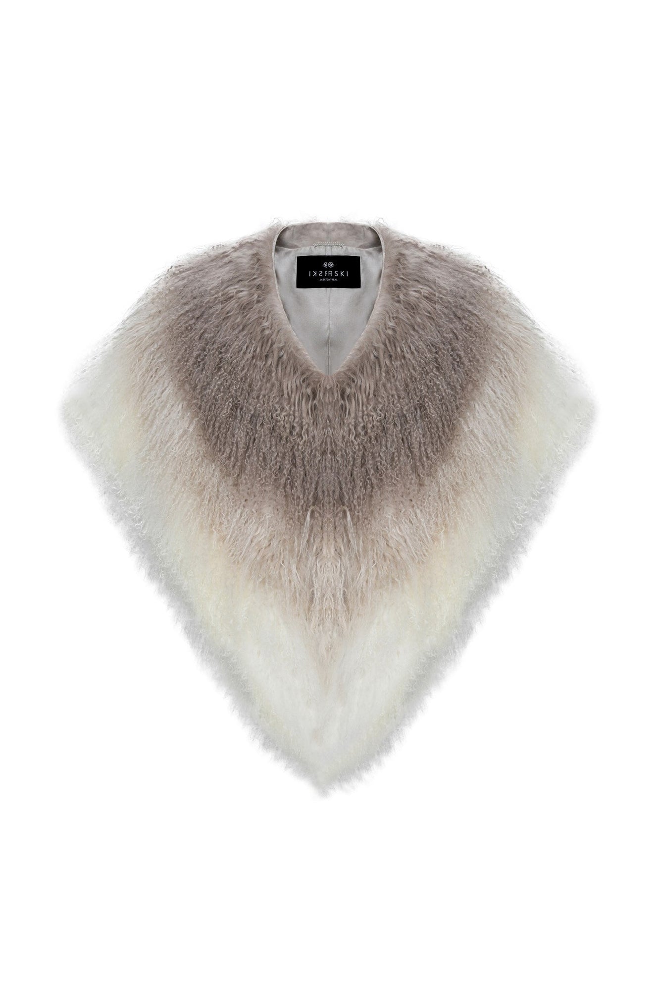 Select Mongolian Shearling Lamb Shawl | Women | Silver Blue x Cream x White