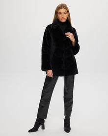 Select Shearling Lamb Chevron Jacket | Women | Black