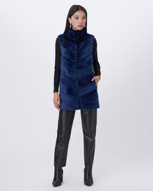 Select Shearling Lamb Chevron Vest | Women | Navy