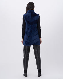 Select Shearling Lamb Chevron Vest | Women | Navy