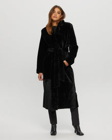 Select Shearling Lamb Coat, Belt | Women | Black