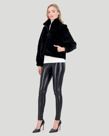 Select Shearling Lamb Horizontal Zip Jacket | Women | Black