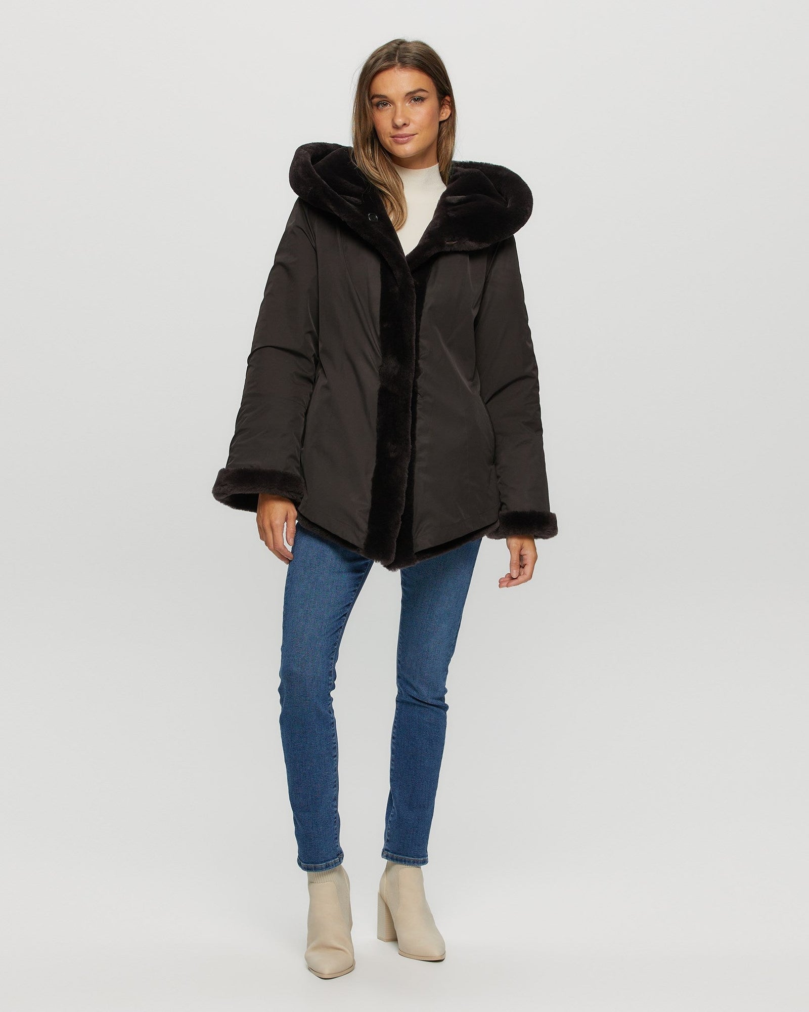 Select Shearling Lamb Jacket Reversible To Taffeta | Women | Brown x Black