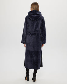 Select Shearling Lamb Zip Parka With Belt | Women | Dark Blue x Dark Blue