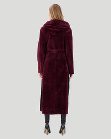 Select Shearling Lamb Zip Parka With Belt | Women | Burgundy x Burgundy