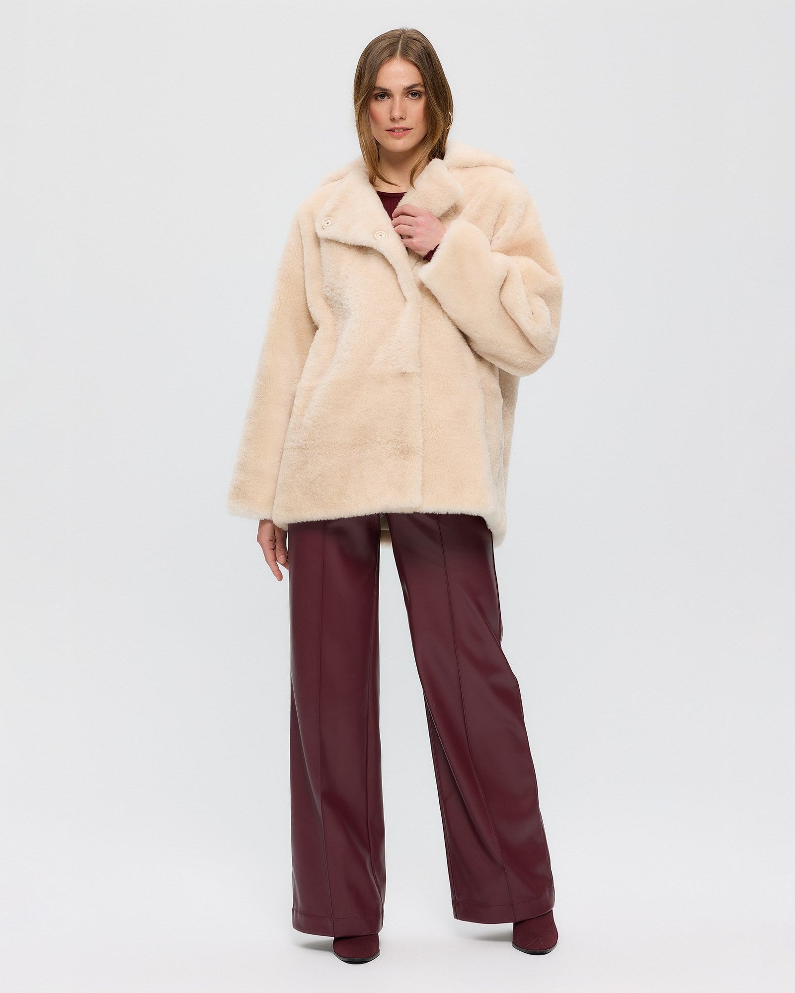 Sheared Cashmere Goat Jacket | Women | Light Beige