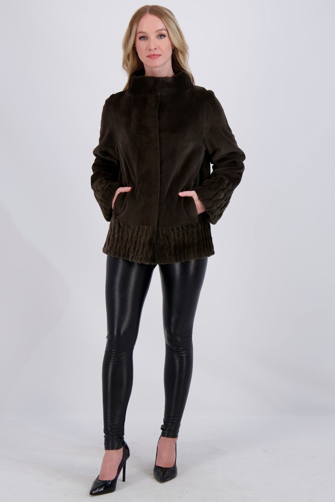 Sheared Mink Jacket | Women | Olive Green