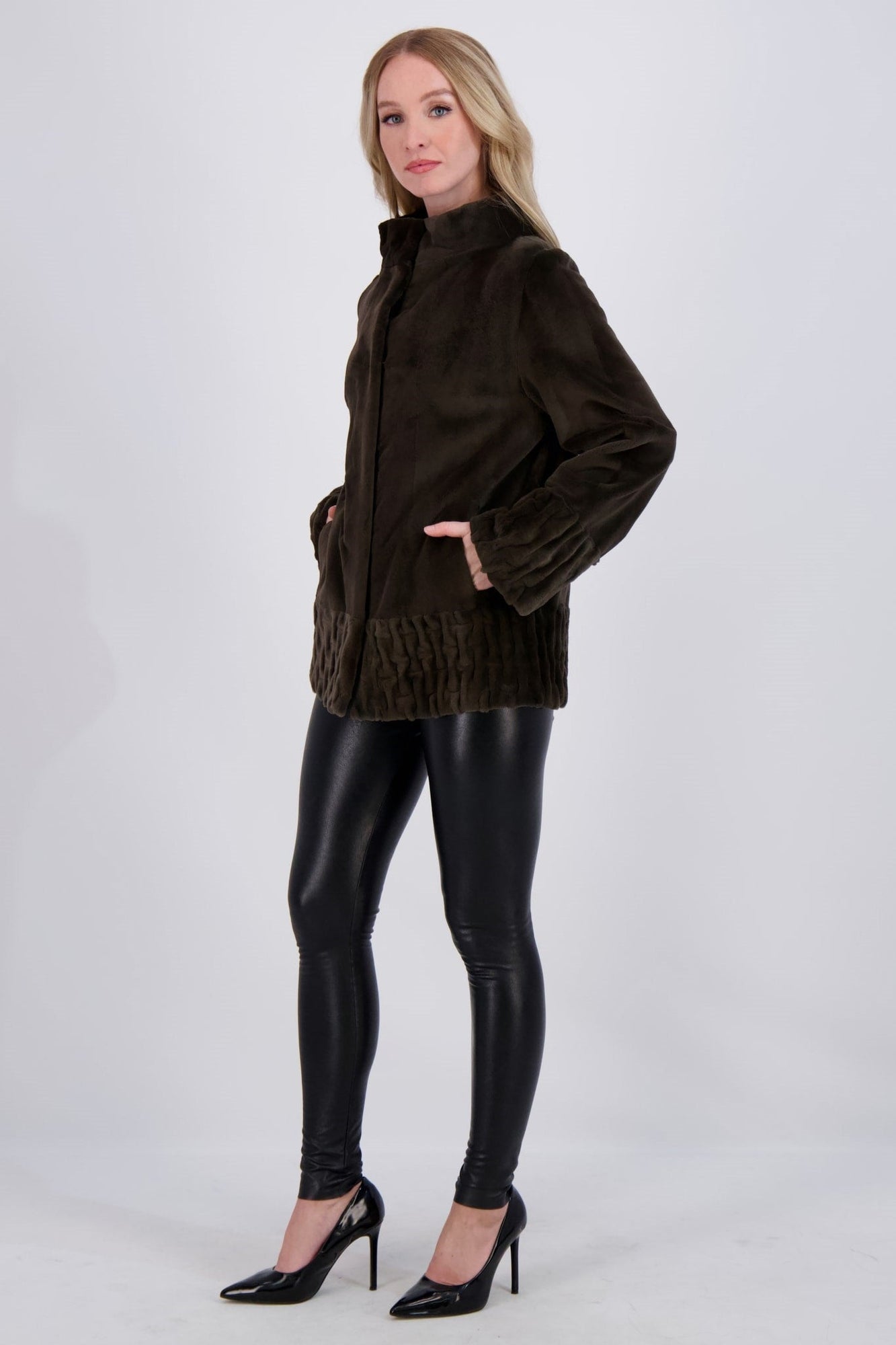 Sheared Mink Jacket | Women | Olive Green