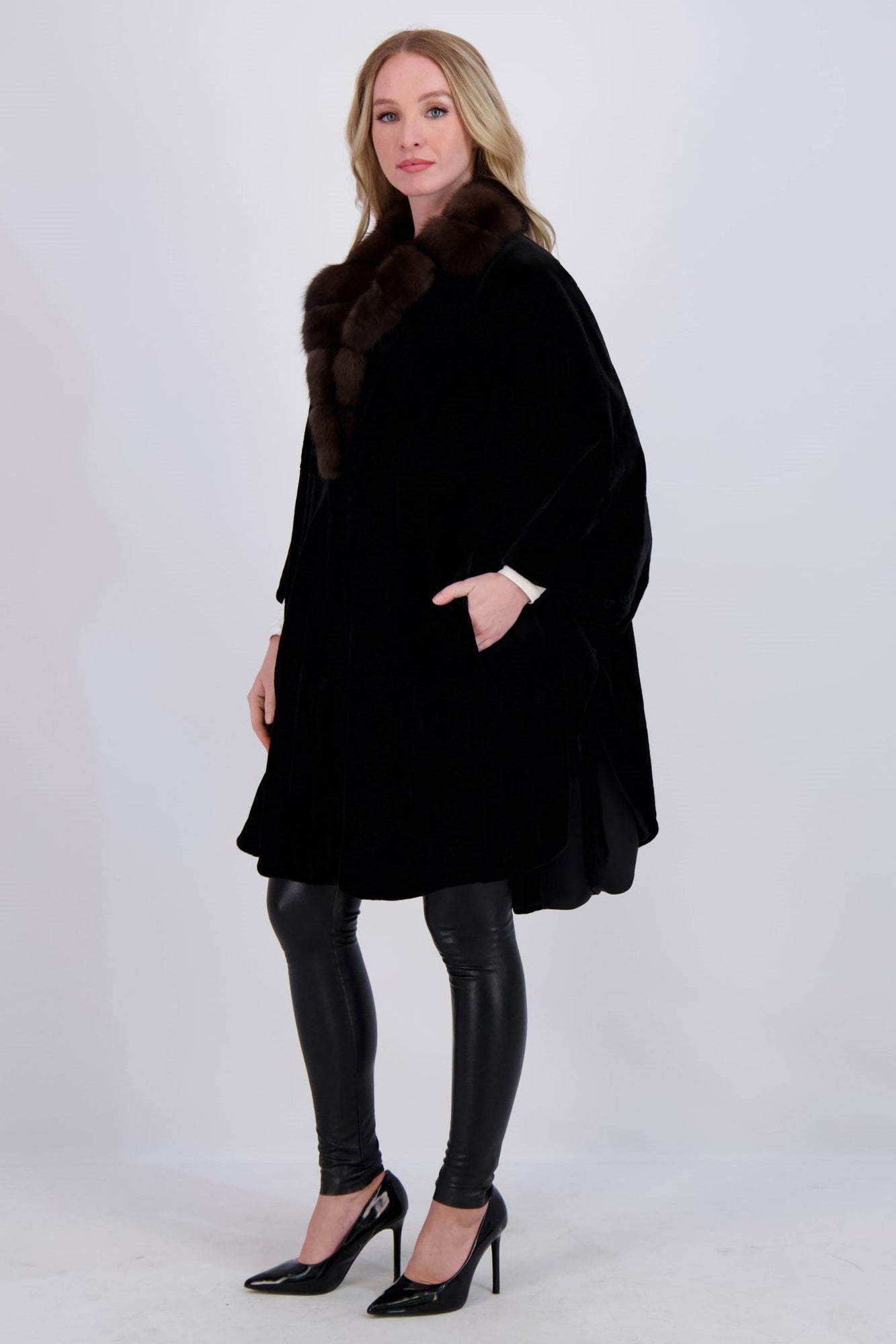 Sheared Mink Jacket W/ Sable | Women | Black