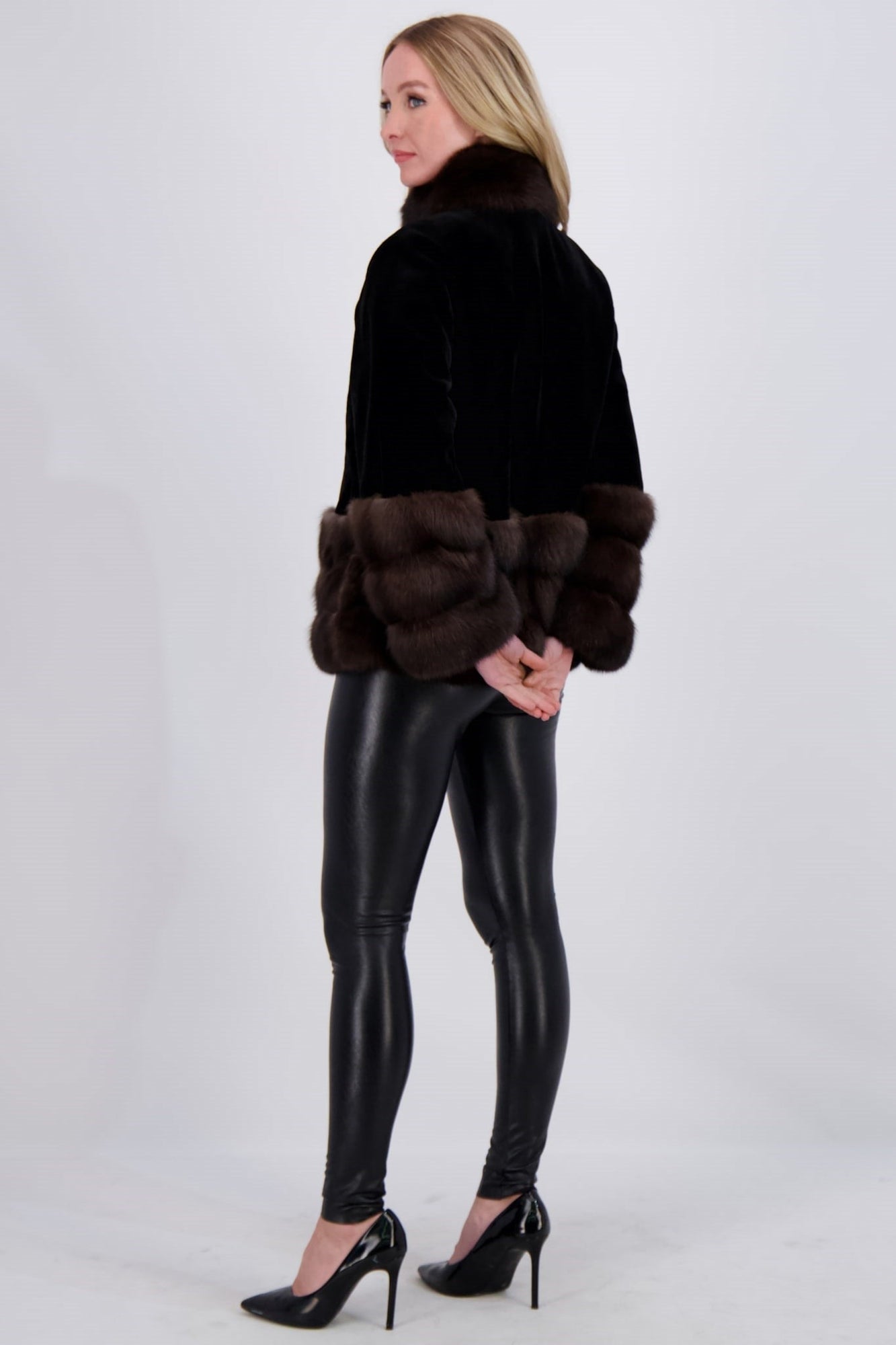 Sheared Mink Jacket With Sable | Women | Black