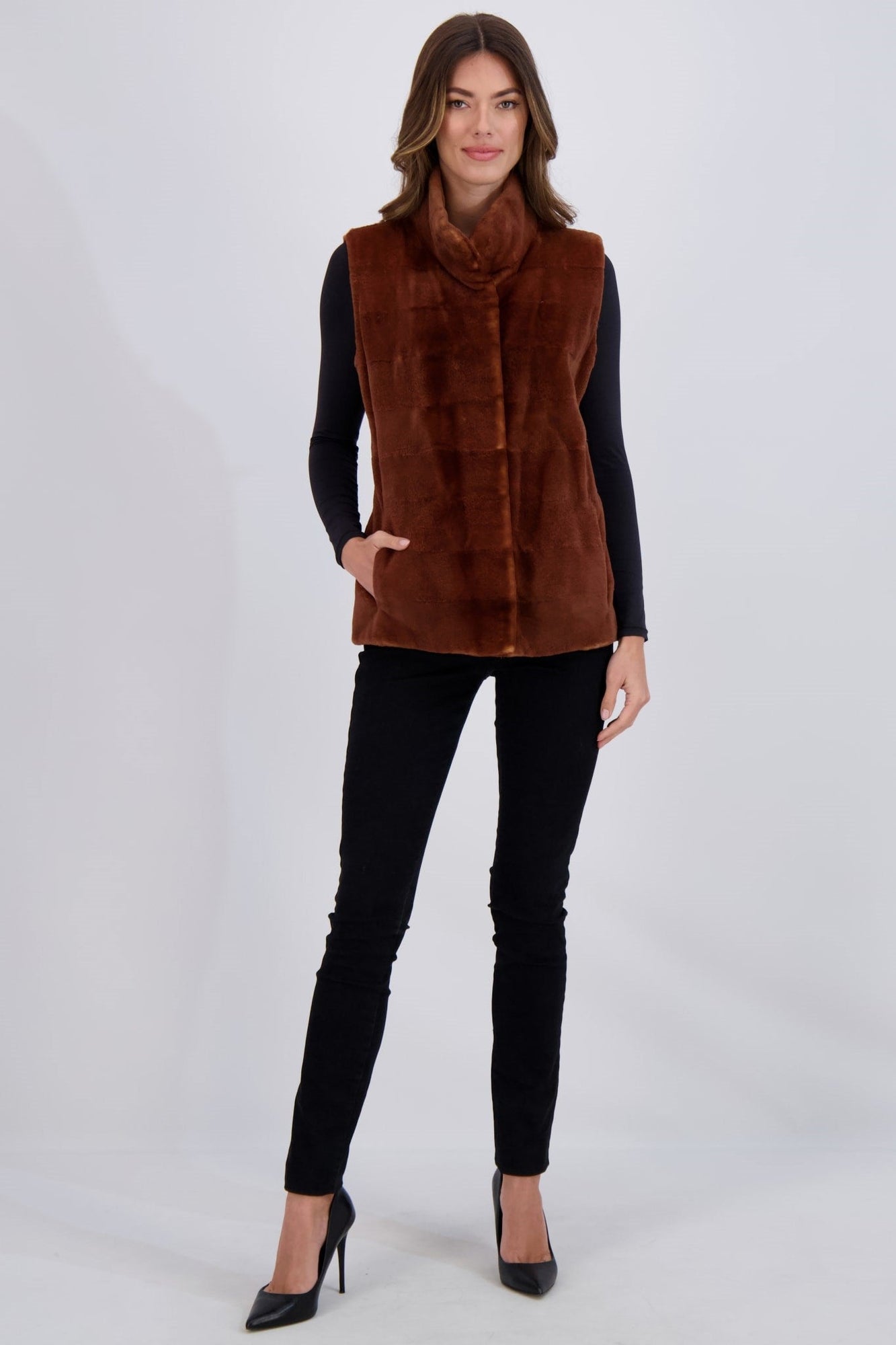 Sheared Mink Vest | Women | Coniac