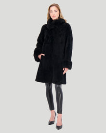 Sheared Select Cashmere Goat Jacket With Select Cashmere Goat Collar & Cuffs | Women | Black