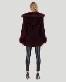 Sheared Select Cashmere Goat Parka With Select Cashmere Goat Hood Trim And Cuffs | Women | Dark Burgundy