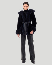 Shearling Lamb Reversible Jacket With Select Select Cashmere Goat Details | Women | Navy x Black