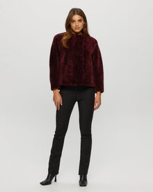 Textured Shearling Lamb Jacket | Women | Merlot