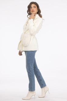 Wool Belted Jacket With Select Lamb Patch Pockets | Women | Ivory