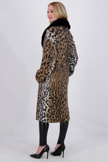 Wool Short Coat With Mink Collar | Women | Leopard Print x Black