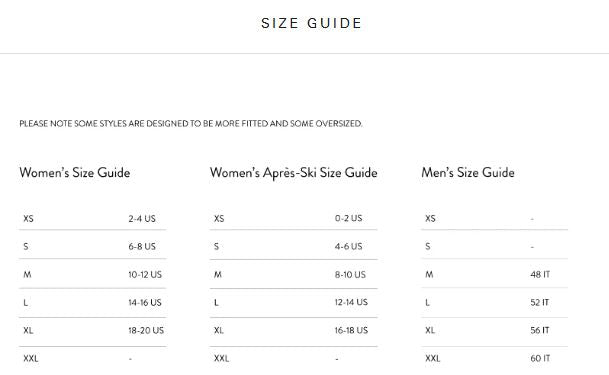 Product size guide