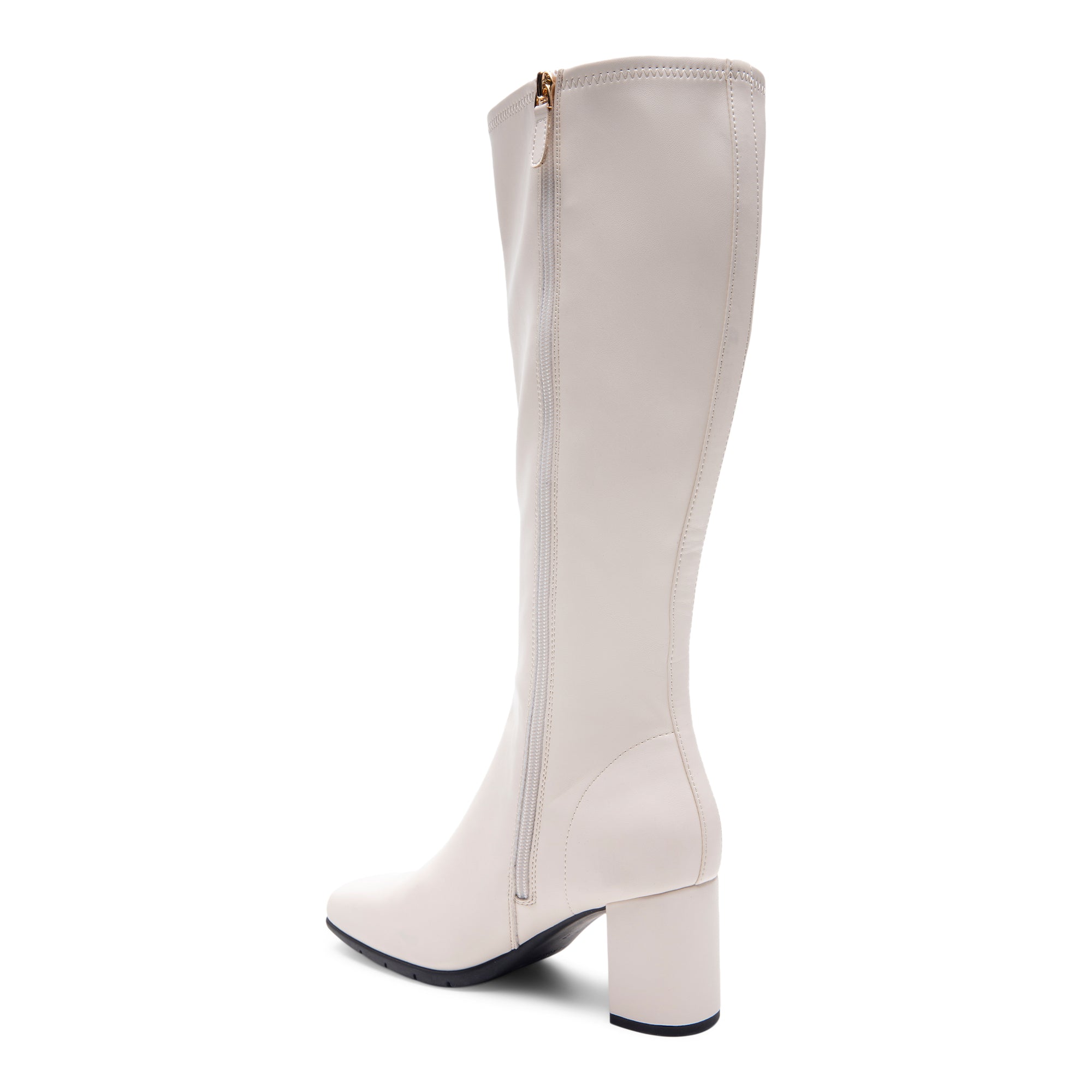 Micah Boot Mid Block Heel | Eggnog Stretch Faux Nappa