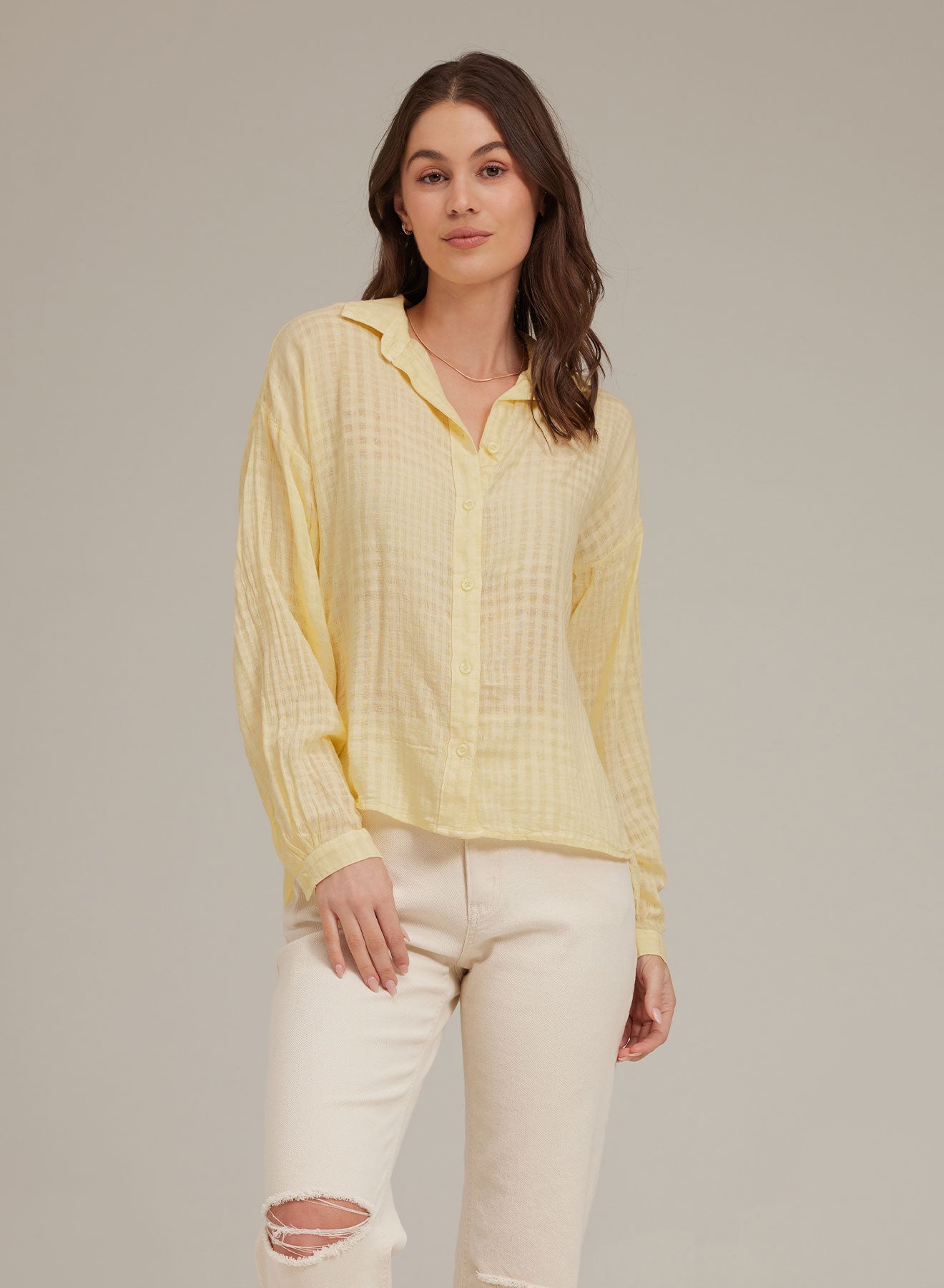 Long Sleeve High Low Hem Shirt |Sunbeam