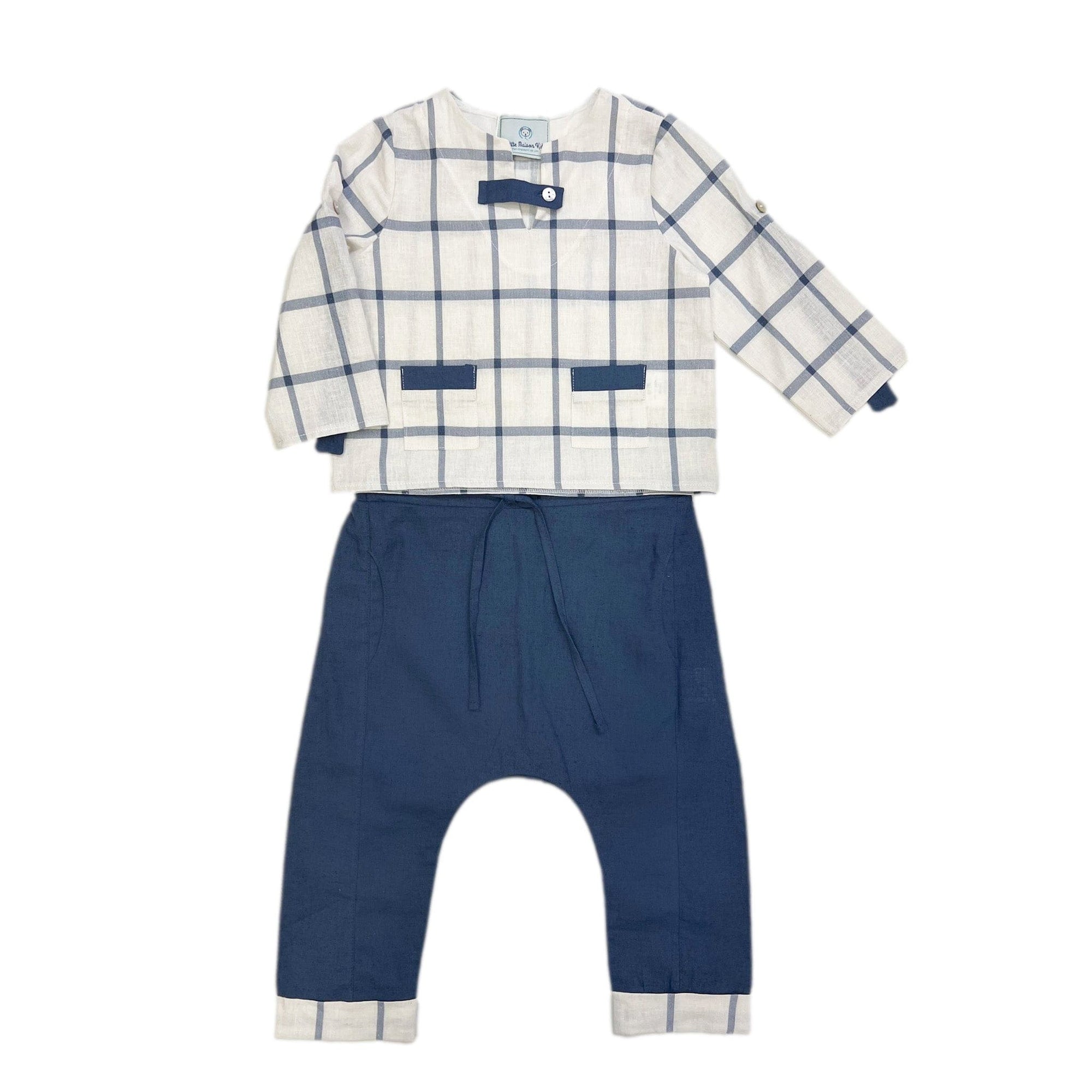 Checkered Linen Top and Pants Set - Petite Maison Kids