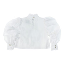 Gwen White Blouse With Black Ruffle Trim | Black