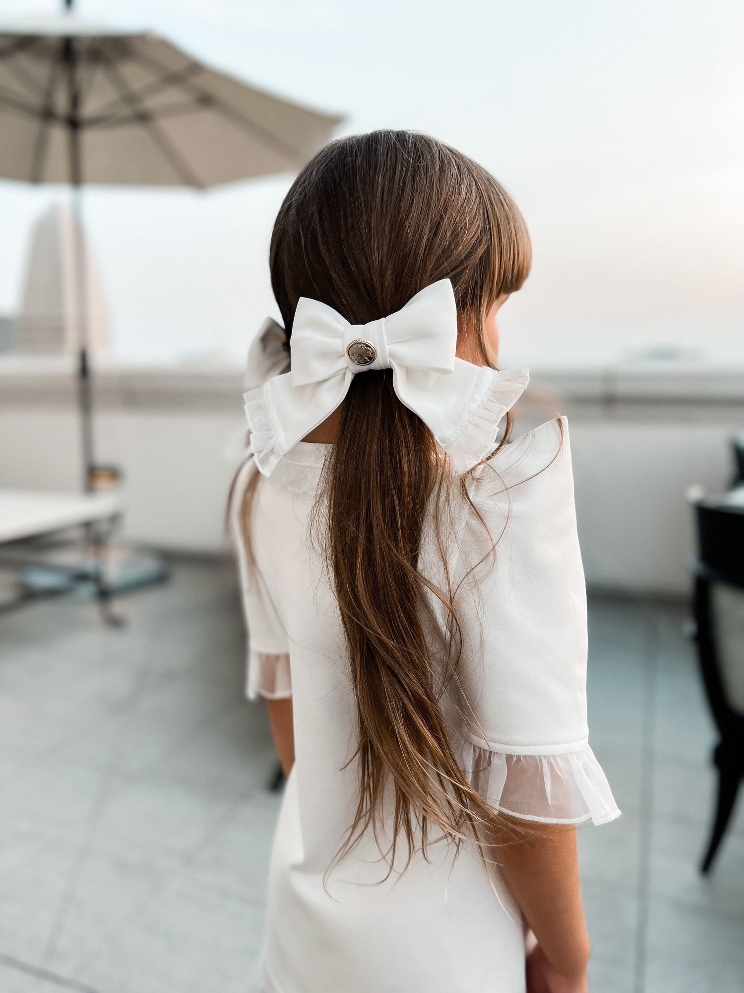 White Tuxedo Hair Bow | White