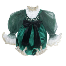 Aurora Royal Green Velour Romper - Petite Maison Kids