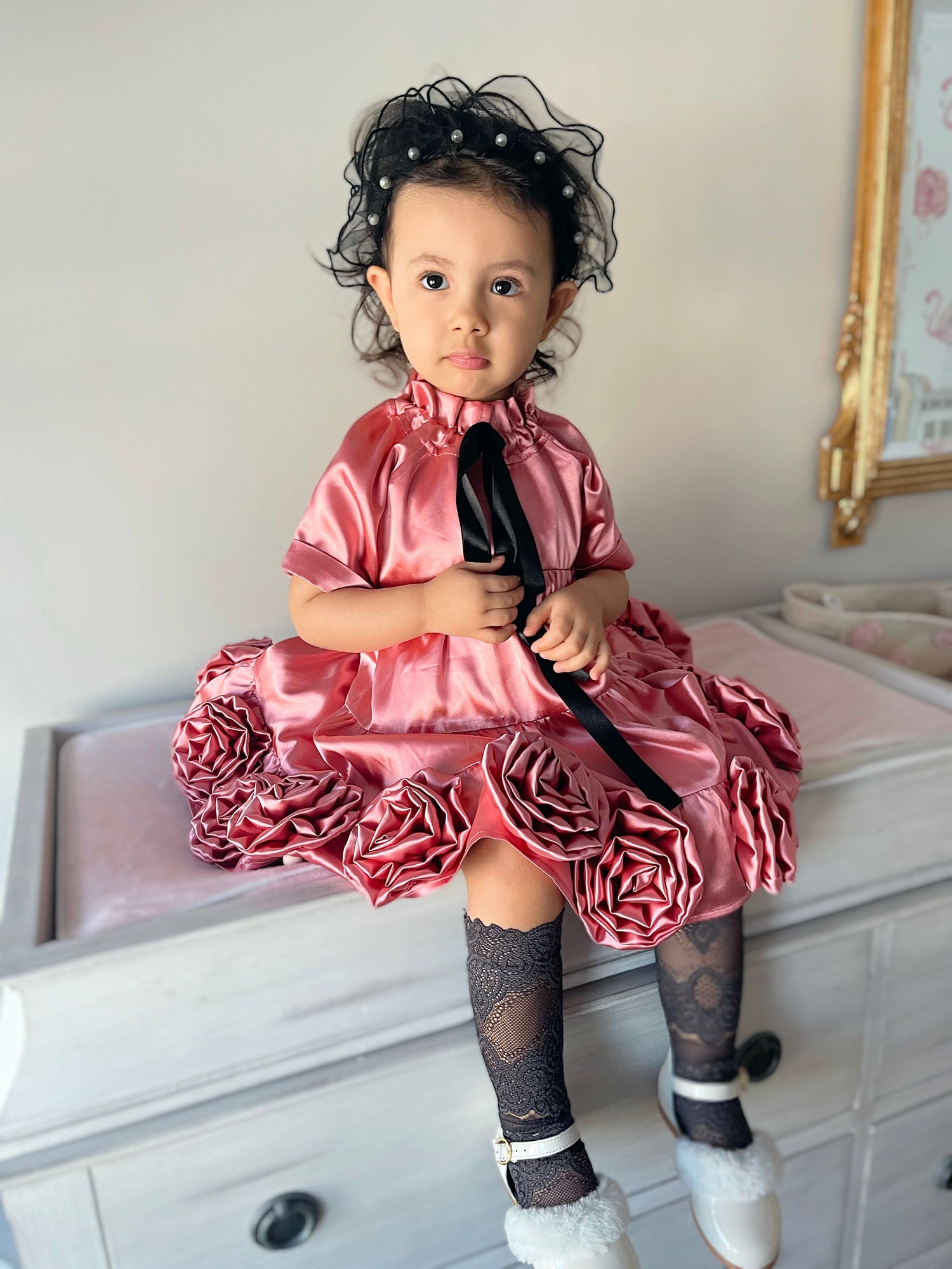 Satin Rose Dress - Petite Maison Kids