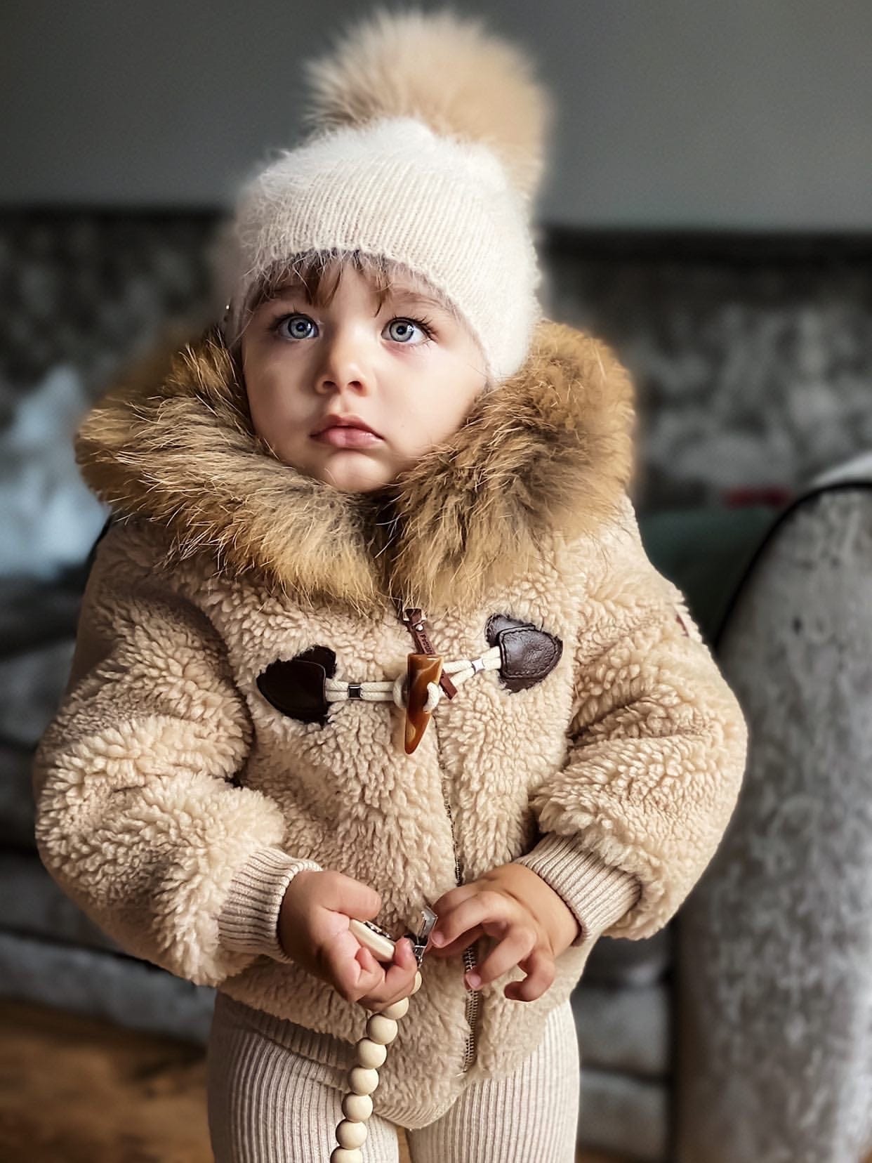 Shearling Camel Bomber Coat - Petite Maison Kids