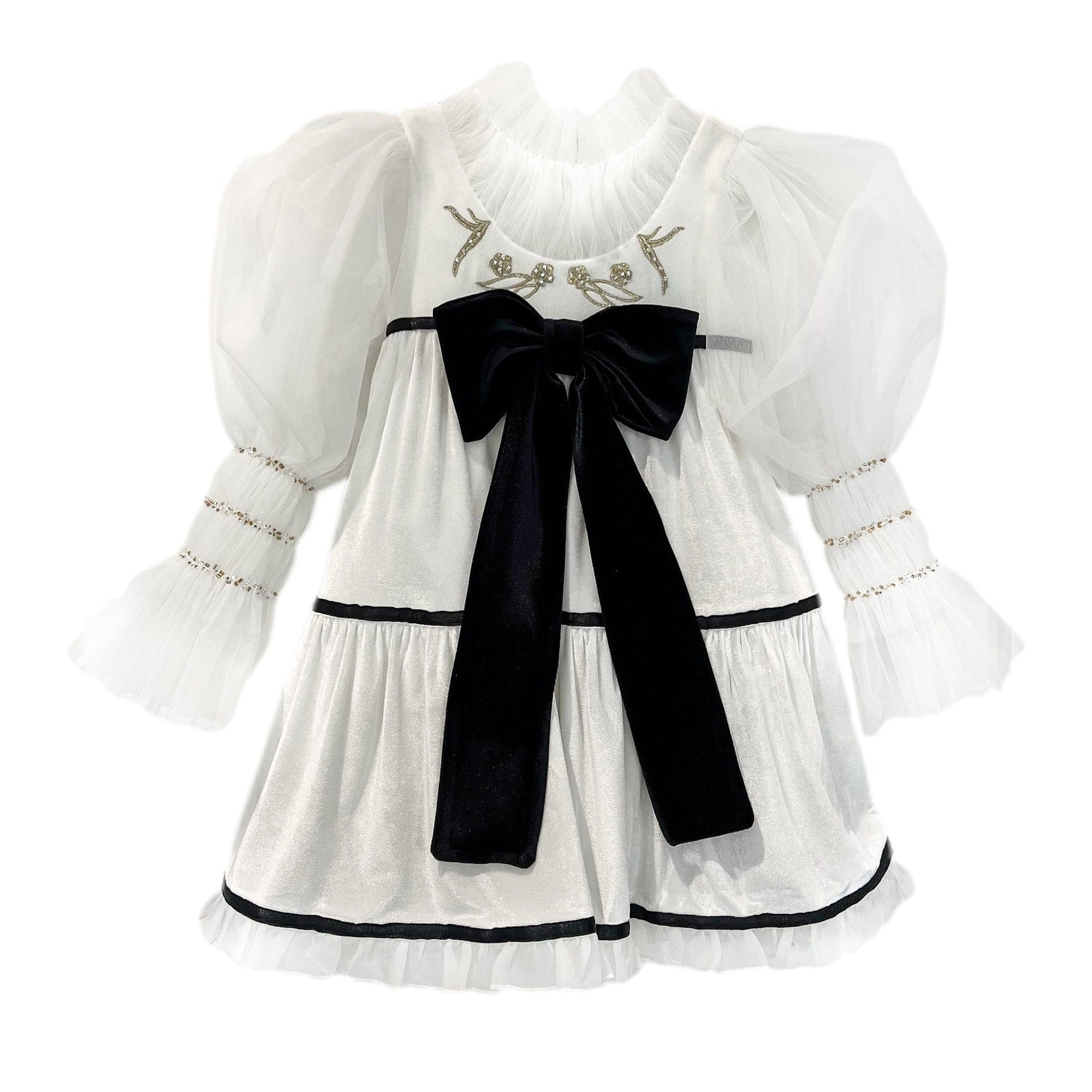 Aurora Ivory Velour Dress - Petite Maison Kids