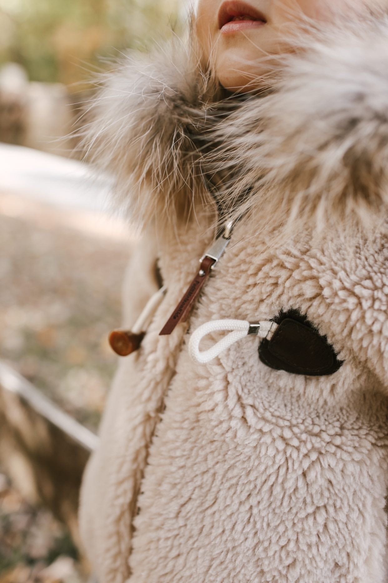 Shearling Camel Bomber Coat Faux Fur - Petite Maison Kids