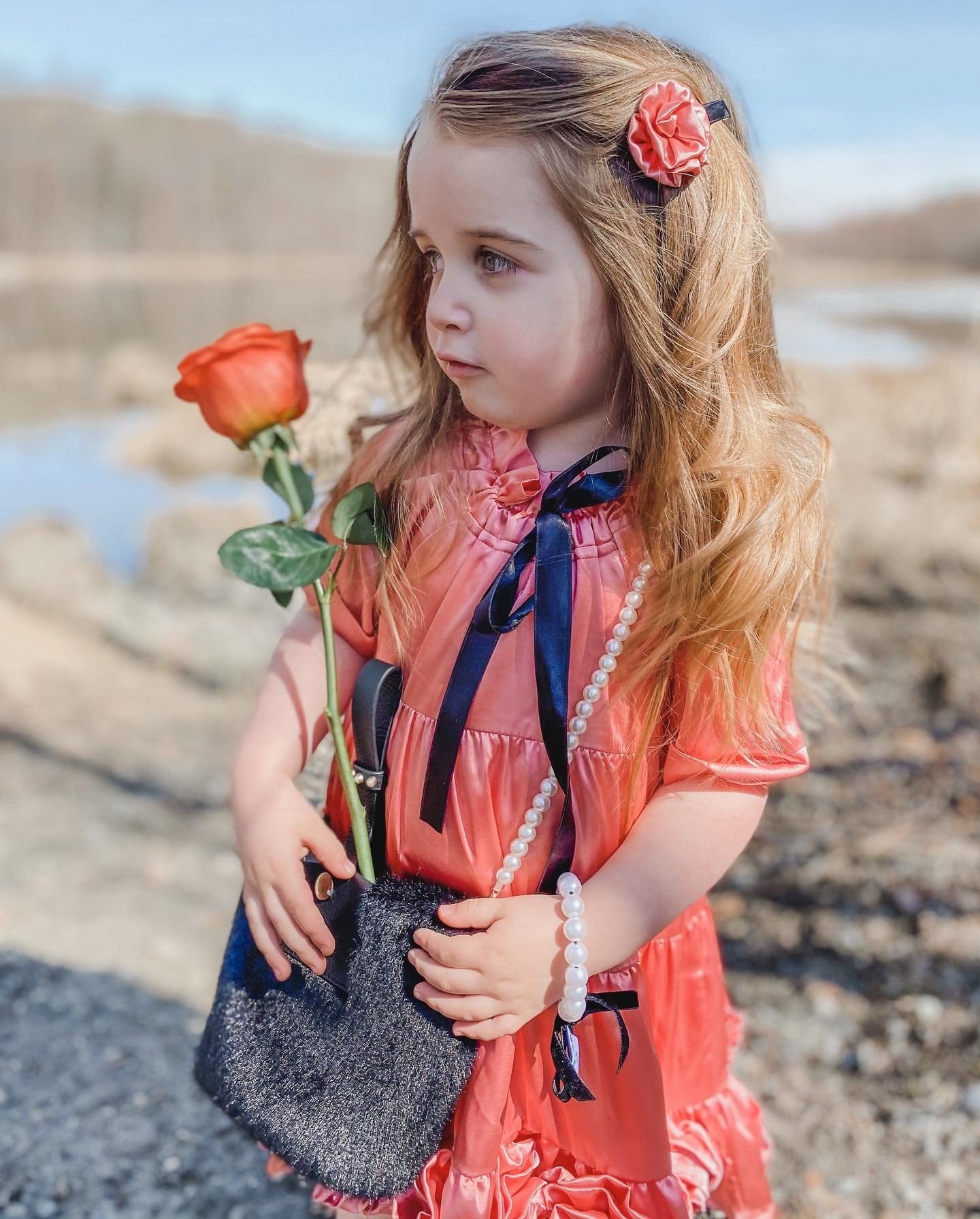 Satin Rose Dress - Petite Maison Kids