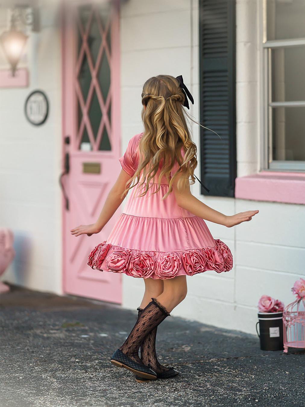 Satin Rose Dress - Petite Maison Kids