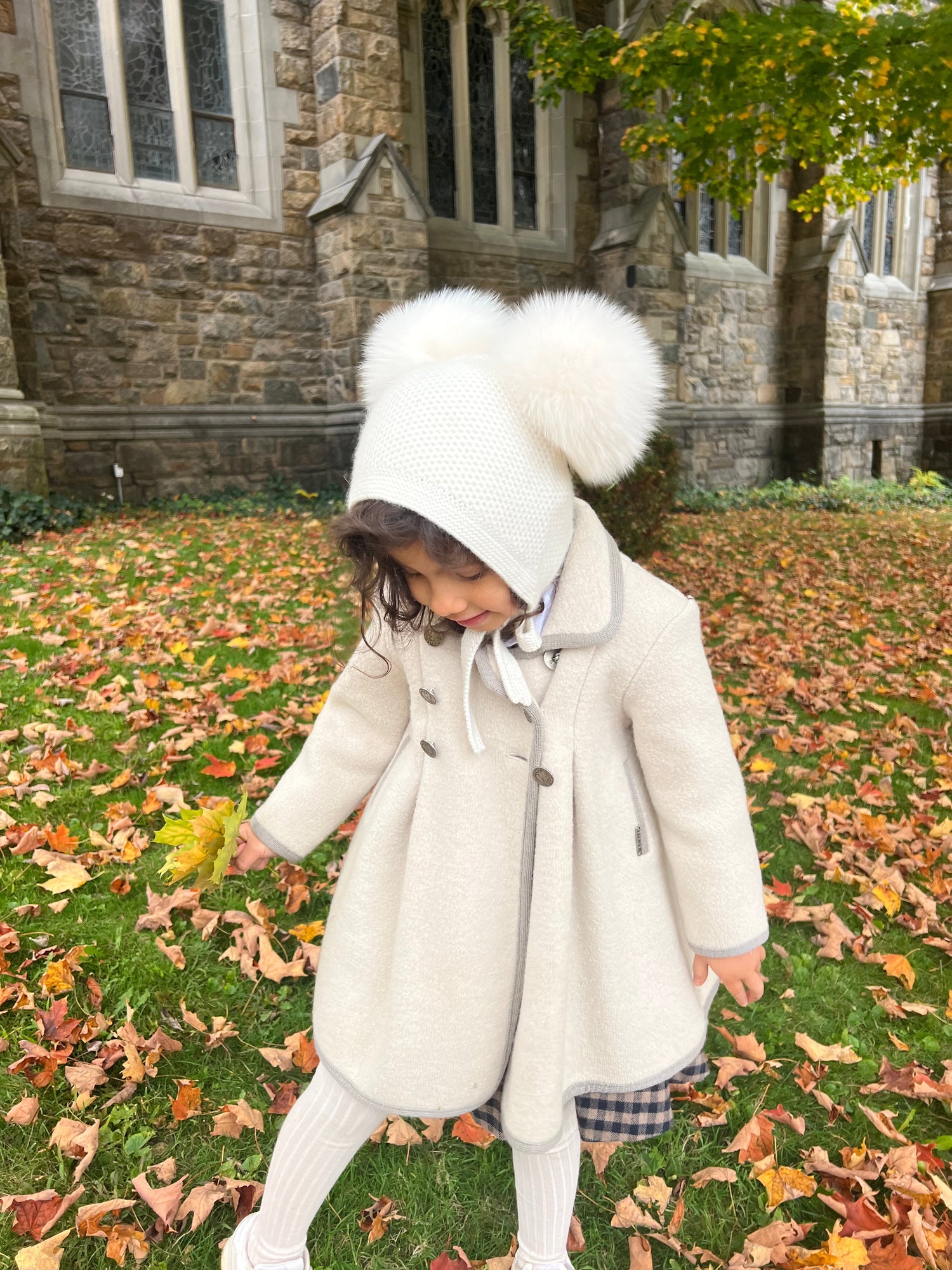 Honeycomb Cream Ivory Cashmere Bonnet | Ivory