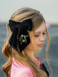 Aurora Black Velvet Hair Bow | Black