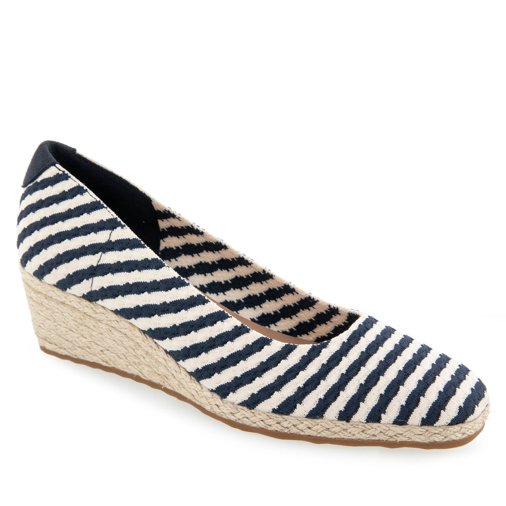 Roma Dress Wedge | Eggnog/Navy Knit Fabric
