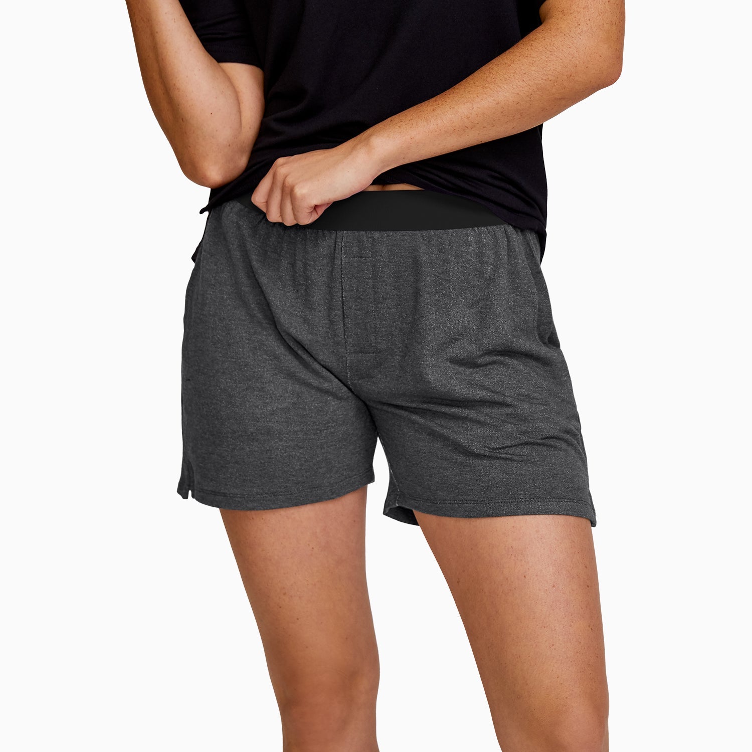 Modal Boxer Lounge Shorts | Boxers with Pockets | Gray/Black