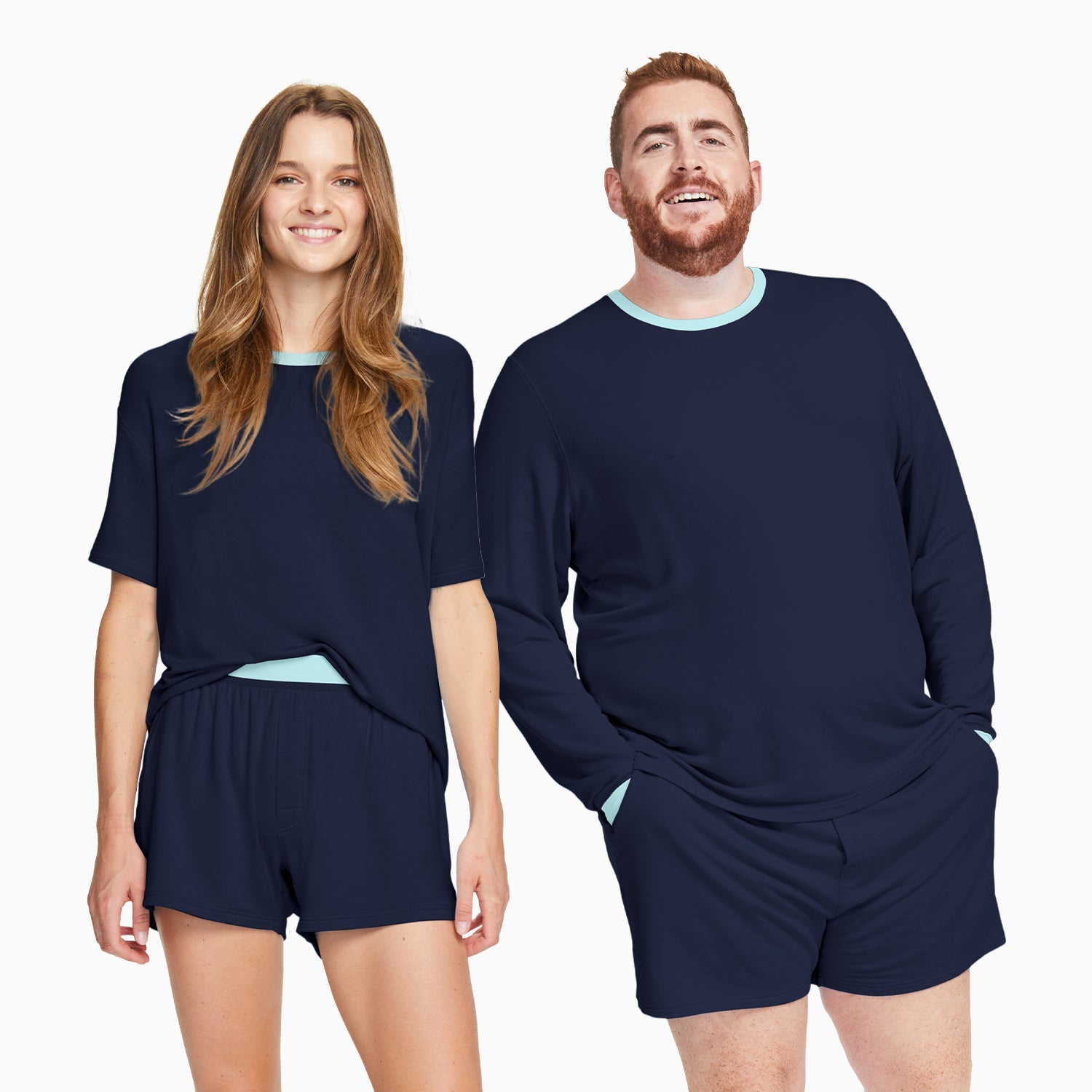 Modal Boxer Lounge Shorts | Boxers with Pockets | Navy/Mint