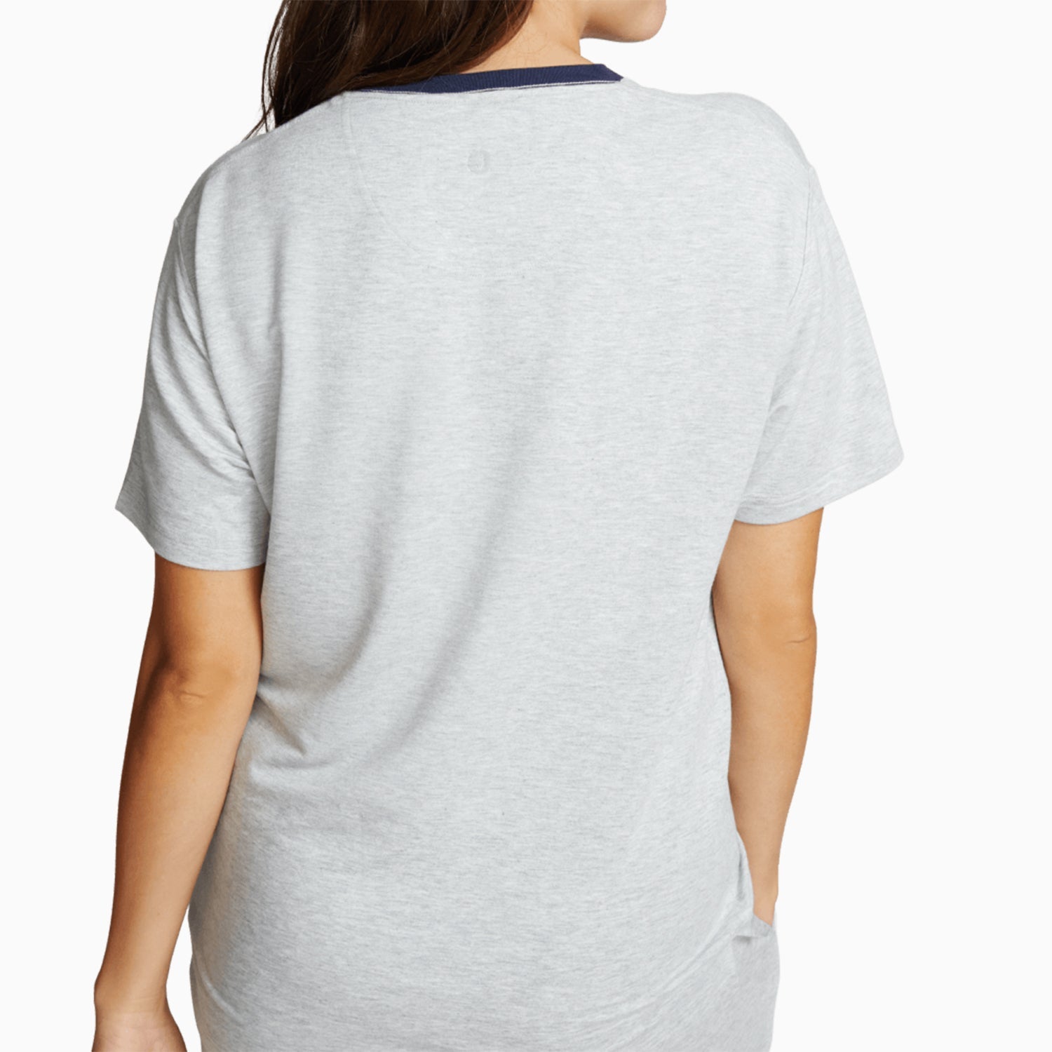 Ultra-Soft French Terry Tee | Light Gray Heather/Navy