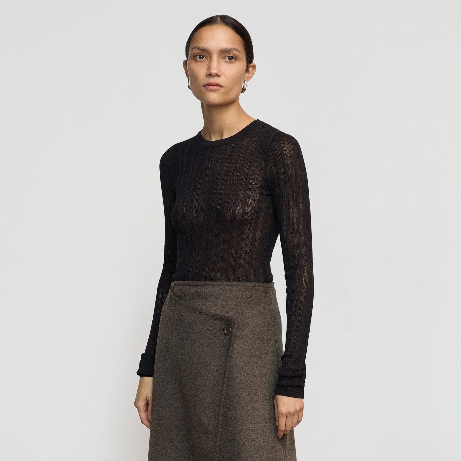 Joon Semi-Sheer Ribbed Sweater | Black