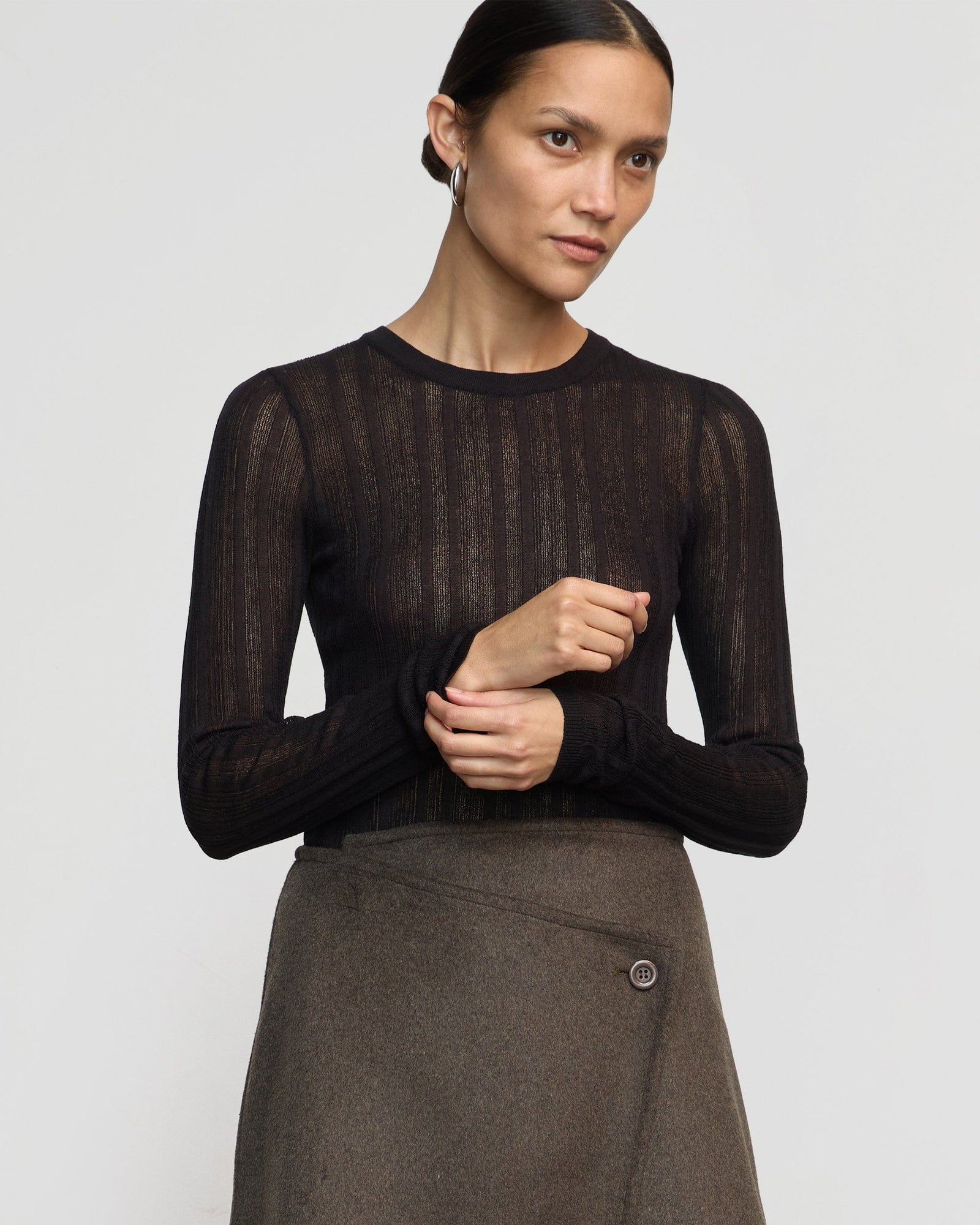 Charlotte | Joon Semi-Sheer Ribbed Sweater in size Small 