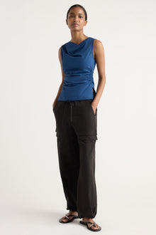 Isilda | Josie Shirred-Side Cowl-Neck Tee in Size Extra Small
