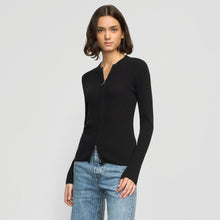 Kayla Ribbed Two-Way Zip Sweater | Black