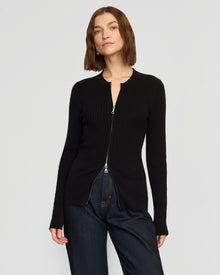 Helena | Kayla Ribbed Two-Way Zip Sweater in Size Small