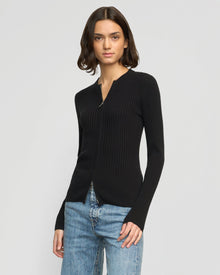 Olivia | Kayla Ribbed Two-Way Zip Sweater in Size Small