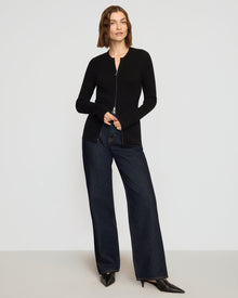 Helena | Kayla Ribbed Two-Way Zip Sweater in Size Small