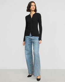 Olivia | Kayla Ribbed Two-Way Zip Sweater in Size Small