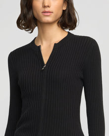 Olivia | Kayla Ribbed Two-Way Zip Sweater in Size Small