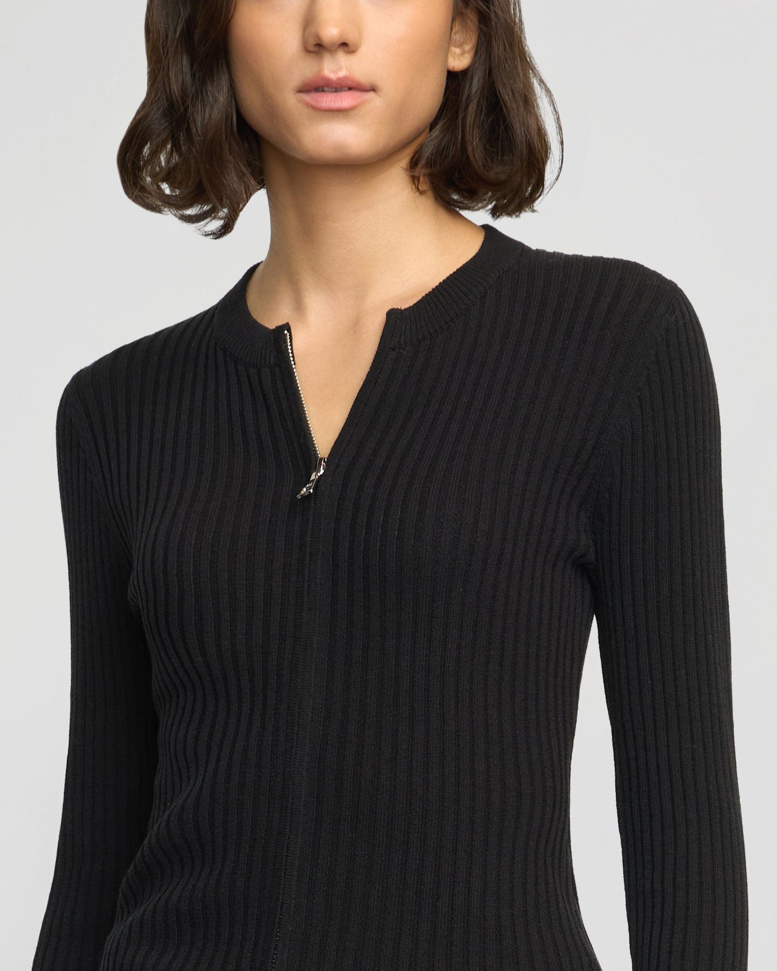 Olivia | Kayla Ribbed Two-Way Zip Sweater in Size Small